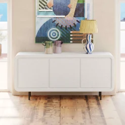 Online KARE Design Komoda 3-drzwiowa biała skandynawska drewno i MDF nogi czarne 160x75 cm - KARE