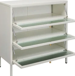 Clearance KARE Design Komoda 3-drzwiowa biała stal i szkło 80x85 cm - KARE