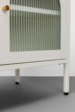 Best KARE Design Komoda 3-drzwiowa biała stal i szkło 120x60 cm - KARE