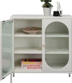 Discount KARE Design Komoda 2-drzwiowa biała stal i szkło 80x90 cm - KARE
