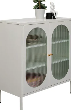 Discount KARE Design Komoda 2-drzwiowa biała stal i szkło 80x90 cm - KARE