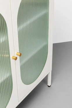 Discount KARE Design Komoda 2-drzwiowa biała stal i szkło 80x90 cm - KARE