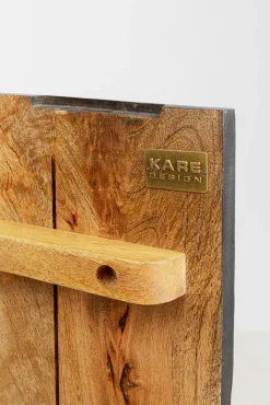 Fashion KARE Design Komoda 3-drzwiowa do salonu drewno mango front czarny motyw kwiatowy 160x75 cm - KARE