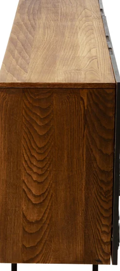 Fashion KARE Design Komoda 3-drzwiowa do salonu drewno mango front czarny motyw kwiatowy 160x75 cm - KARE