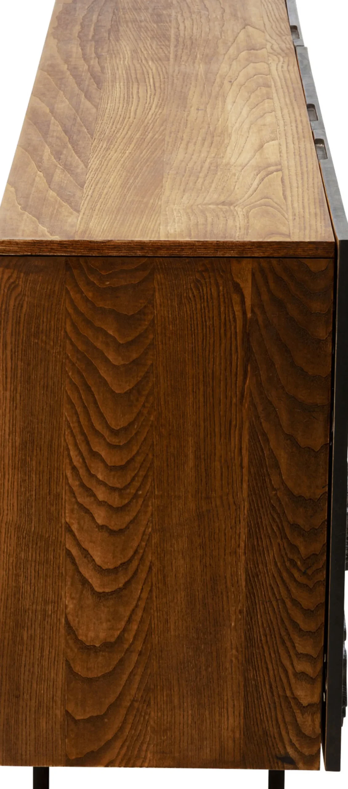 Fashion KARE Design Komoda 3-drzwiowa do salonu drewno mango front czarny motyw kwiatowy 160x75 cm - KARE