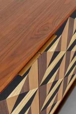 Clearance KARE Design Komoda 3-drzwiowa fornir orzechowy nogi złote stalowe 160x78 cm front efekt 3D - KARE