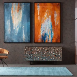 Discount KARE Design Komoda 4-drzwiowa fornirowana czarna front srebrny ze stali nierdzewnej 160x78 cm - KARE