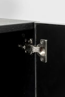 Discount KARE Design Komoda 4-drzwiowa fornirowana czarna front srebrny ze stali nierdzewnej 160x78 cm - KARE