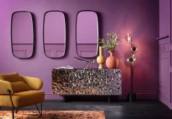 Discount KARE Design Komoda 4-drzwiowa fornirowana czarna front srebrny ze stali nierdzewnej 160x78 cm - KARE