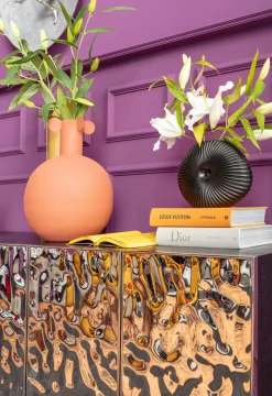 Discount KARE Design Komoda 4-drzwiowa fornirowana czarna front srebrny ze stali nierdzewnej 160x78 cm - KARE