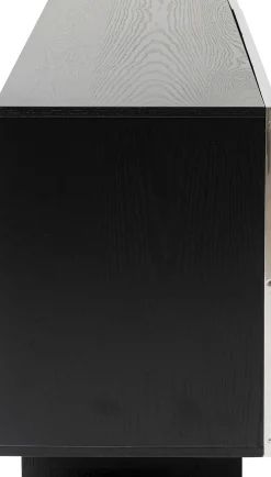 Discount KARE Design Komoda 4-drzwiowa fornirowana czarna front srebrny ze stali nierdzewnej 160x78 cm - KARE