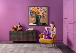 Fashion KARE Design Komoda 3-drzwiowa fornirowana czarna front kolorowy 160x75 cm - KARE