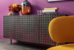 Fashion KARE Design Komoda 3-drzwiowa fornirowana czarna front kolorowy 160x75 cm - KARE