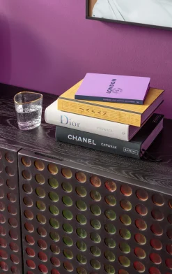 Fashion KARE Design Komoda 3-drzwiowa fornirowana czarna front kolorowy 160x75 cm - KARE