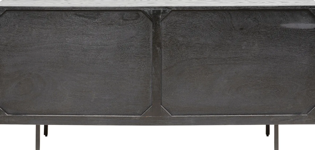 Fashion KARE Design Komoda 3-drzwiowa fornirowana czarna front kolorowy 160x75 cm - KARE