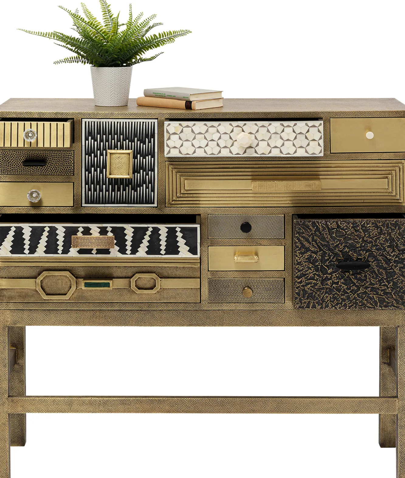 Best KARE Design Komoda ekskluzywna z szufladami antyczne złoto ręczne wykonanie 110x105 cm - KARE
