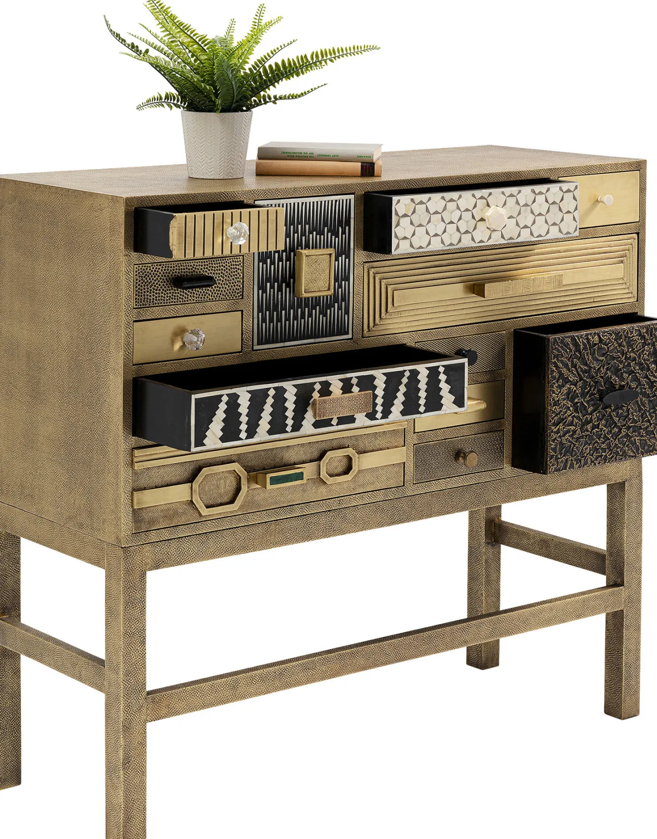 Best KARE Design Komoda ekskluzywna z szufladami antyczne złoto ręczne wykonanie 110x105 cm - KARE