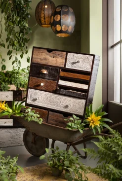 Outlet KARE Design Komoda Finca 70x90 cm ciemnobrązowa - fronty kolorowe - KARE