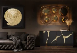 Fashion KARE Design Komoda glamour czterodrzwiowa czarno-złota 165 cm - KARE