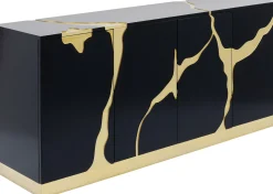 Fashion KARE Design Komoda glamour czterodrzwiowa czarno-złota 165 cm - KARE