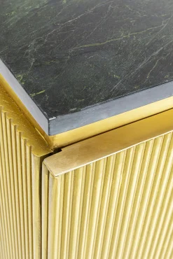 Discount KARE Design Komoda Goldie 160x86 cm drewno mango złota - blat zielony marmur - KARE