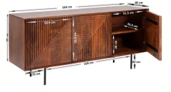 Discount KARE Design Komoda Grooves 164x79 cm brązowa mango - KARE