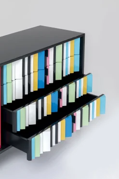 Clearance KARE Design Komoda kolorowa z szufladami i drzwiami MDF 186 cm podstawa czarna stalowa - KARE