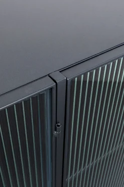 Best KARE Design Komoda loft czarna stalowa front szkło ryflowane 150x90 cm - KARE