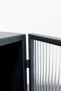 Best KARE Design Komoda loft czarna stalowa front szkło ryflowane 150x90 cm - KARE