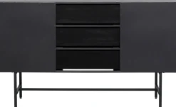 Hot KARE Design Komoda loft z 3 szufladami czarna stalowa front szkło ryflowane i MDF 150x90 cm - KARE