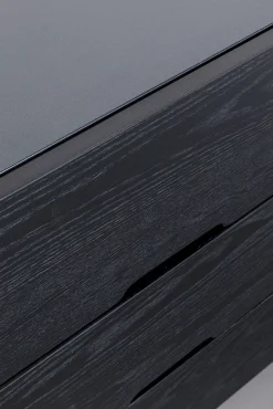 Hot KARE Design Komoda loft z 3 szufladami czarna stalowa front szkło ryflowane i MDF 150x90 cm - KARE