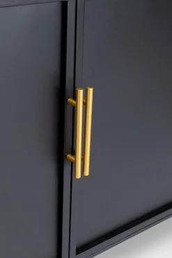 Discount KARE Design Komoda loft ze szklanym blatem czarna 120x70 cm - KARE