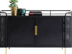 Discount KARE Design Komoda loft ze szklanym blatem czarna 120x70 cm - KARE