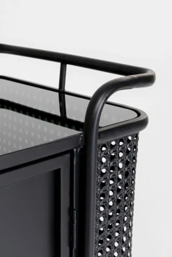 Discount KARE Design Komoda loft ze szklanym blatem czarna 120x70 cm - KARE