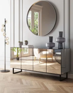 Outlet KARE Design Komoda lustrzana 4-drzwiowa nogi czarne 160x80 cm - KARE