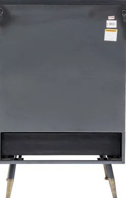 New KARE Design Komoda metalowa czarna grafitowa z przeszklonymi frontami złotymi uchwytami metalowymi nogami 65x38 cm - KARE