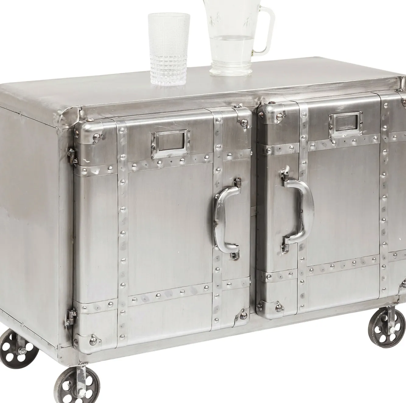 New KARE Design Komoda na kółkach Buster 81x60 cm srebrna - KARE