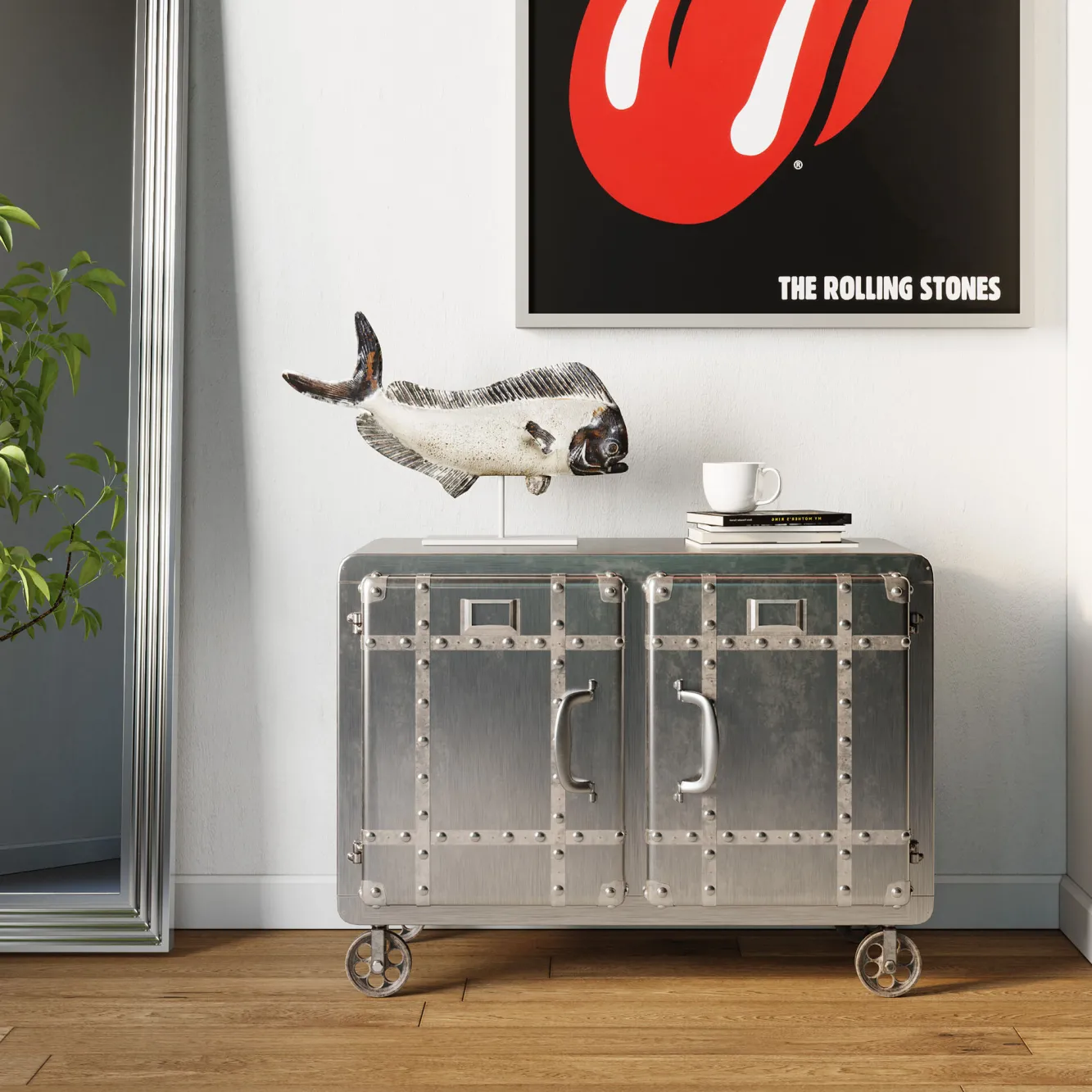 New KARE Design Komoda na kółkach Buster 81x60 cm srebrna - KARE