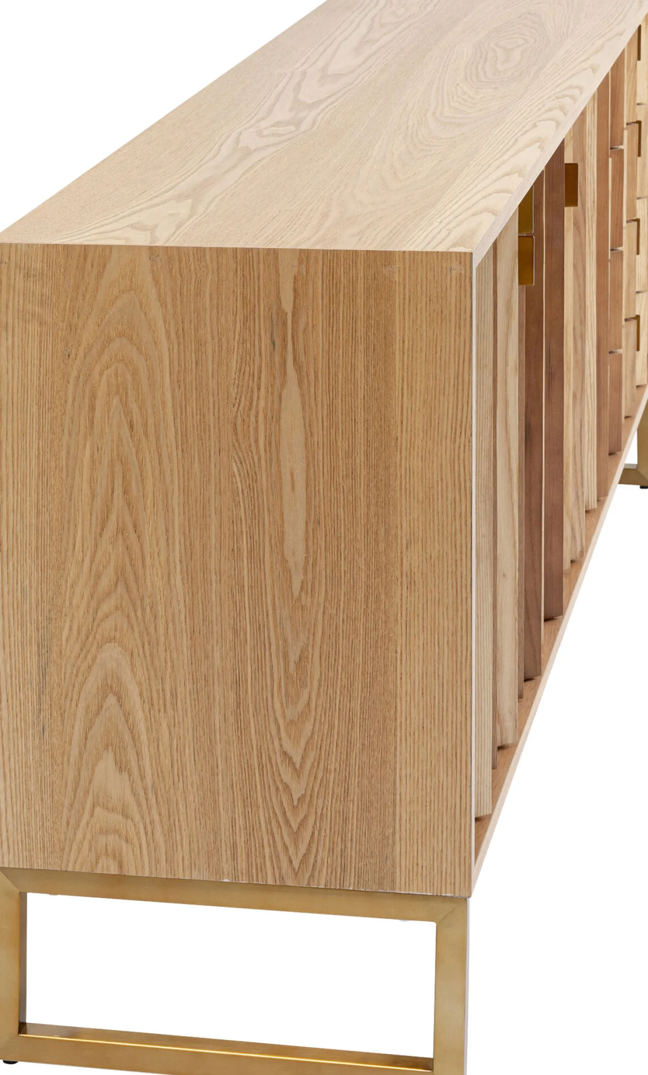 Clearance KARE Design Komoda naturalna z szufladami i drzwiami 186 cm podstawa złota - KARE