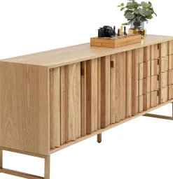 Clearance KARE Design Komoda naturalna z szufladami i drzwiami 186 cm podstawa złota - KARE