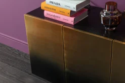 Best KARE Design Komoda nowoczesna 4-drzwiowa do salonu front czarno-złoty 160x78 cm - KARE