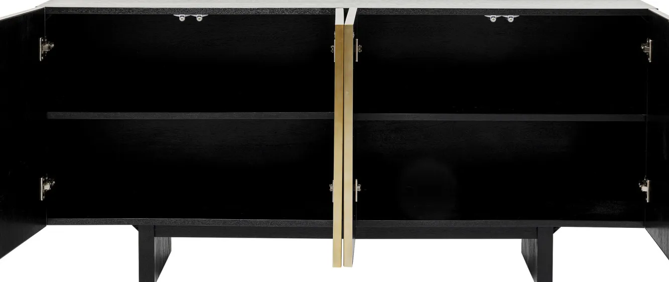 Best KARE Design Komoda nowoczesna 4-drzwiowa do salonu front czarno-złoty 160x78 cm - KARE