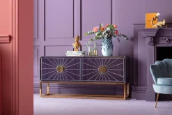 Sale KARE Design Komoda Queen 162x77 cm lustrzana - podstawa złota - KARE