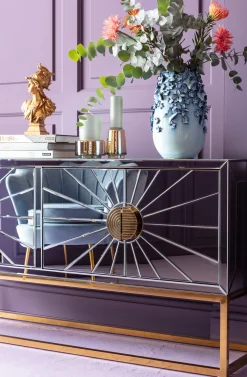 Sale KARE Design Komoda Queen 162x77 cm lustrzana - podstawa złota - KARE