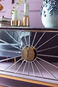 Sale KARE Design Komoda Queen 162x77 cm lustrzana - podstawa złota - KARE