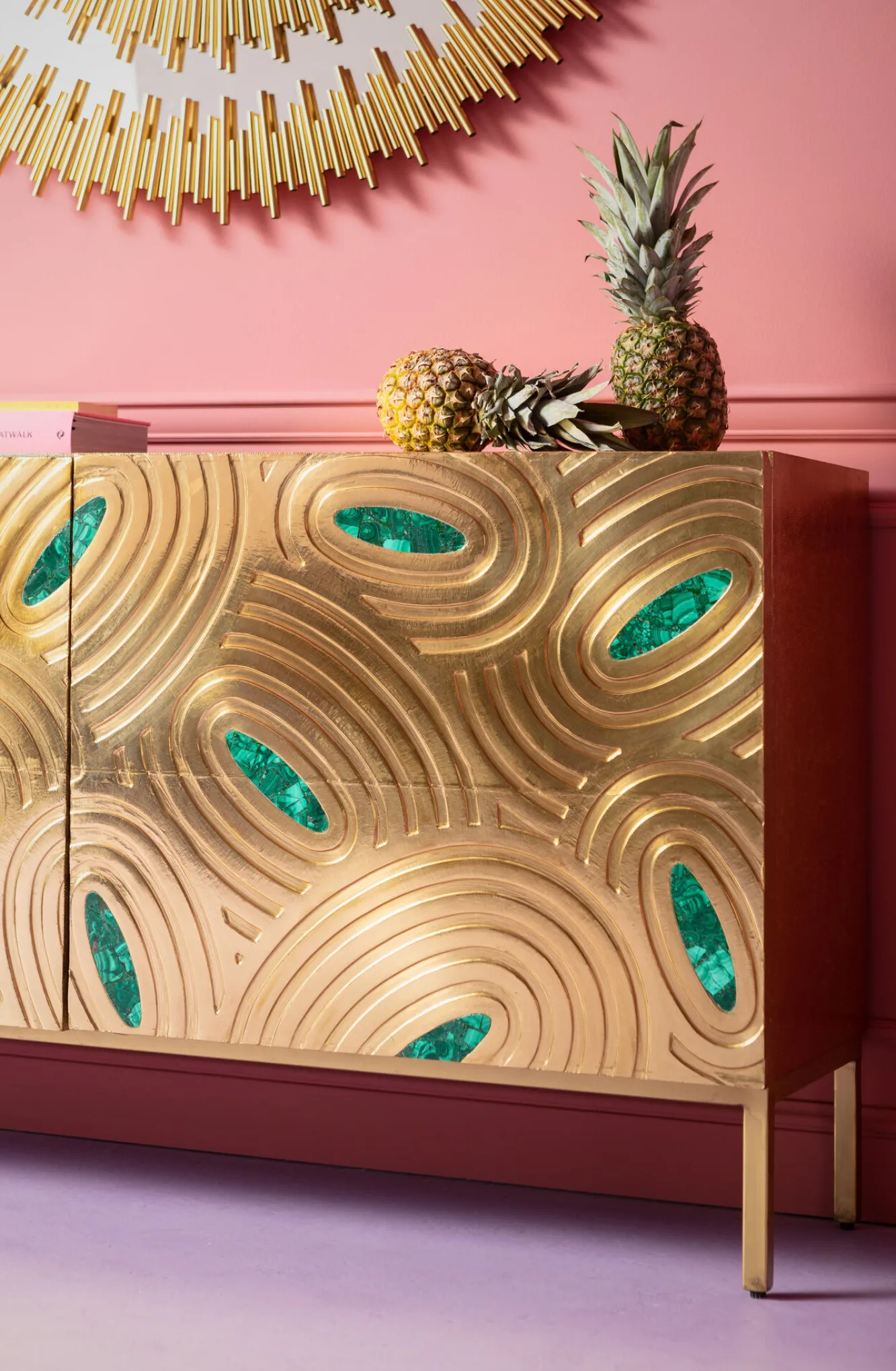 Sale KARE Design Komoda Saragossa 150x80 cm złota - zielony malachit - KARE