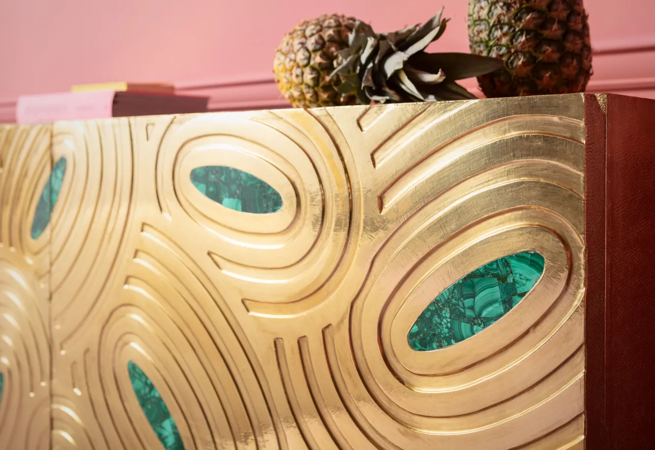 Sale KARE Design Komoda Saragossa 150x80 cm złota - zielony malachit - KARE