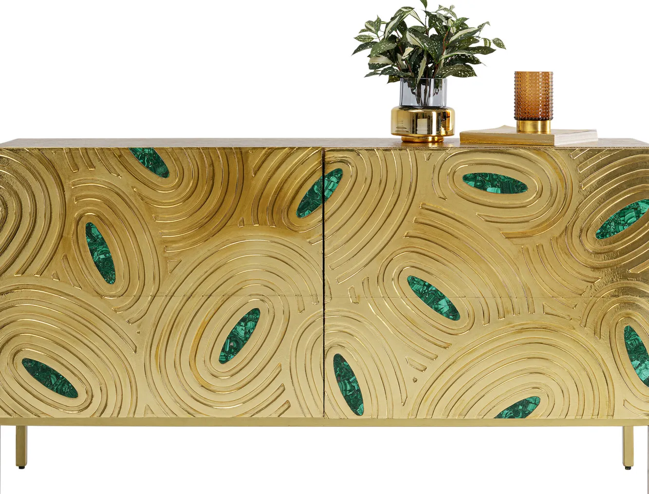 Sale KARE Design Komoda Saragossa 150x80 cm złota - zielony malachit - KARE