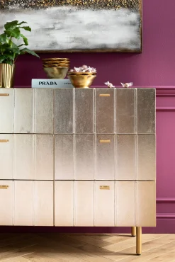 Discount KARE Design Komoda srebrno złota z szufladami i uchwytami 106x89 cm - KARE