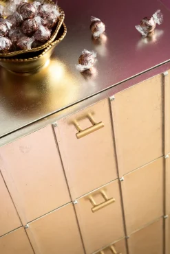 Discount KARE Design Komoda srebrno złota z szufladami i uchwytami 106x89 cm - KARE